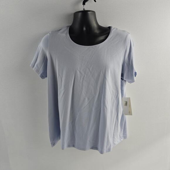 NWT Eileen Fisher Women’s Jewel Neck Tee Organic Cotton Blue XL 5965 - Picture 1 of 10
